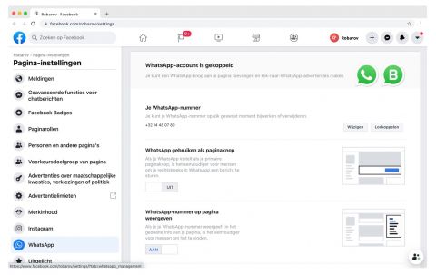 Robarov Facebook settings Whats App