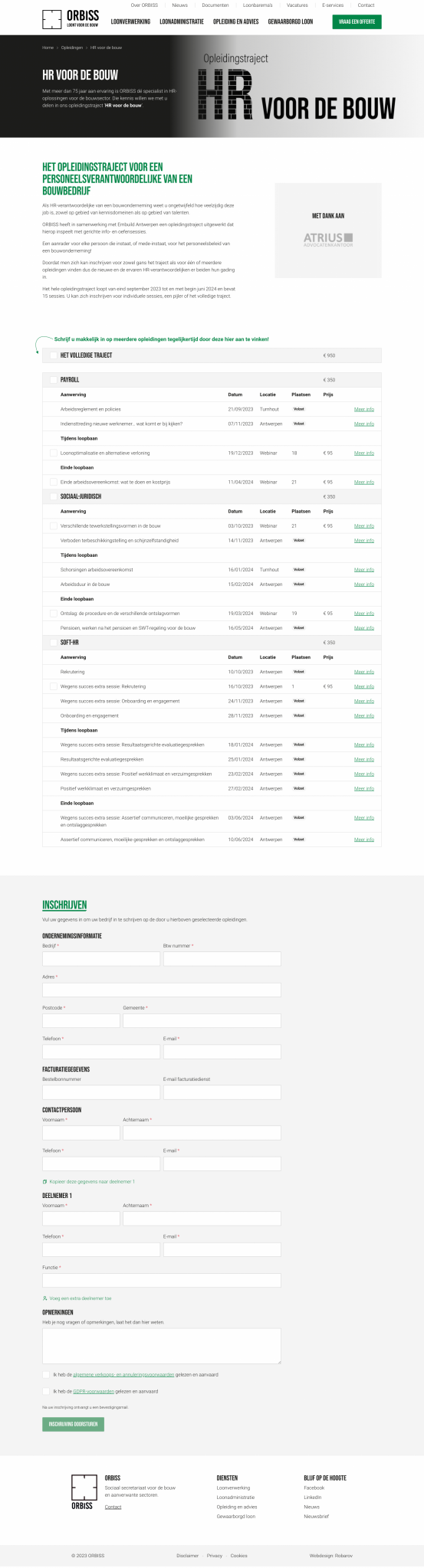 HR voor de bouw Opleidingen ORBISS sociaal secretariaat voor de bouw 1